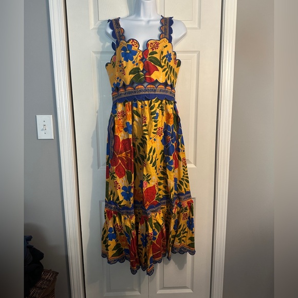 FARM Rio Dresses & Skirts - Floral Yard Yellow Sleeveless Midi Dress by FARM Rio.size medium.
